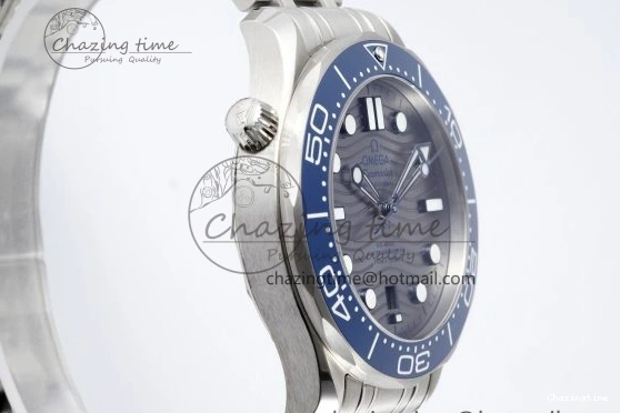 0310 Affordable Seamaster Diver 300M ZF 1:1 Best Edition Blue Ceramic Gray Dial on SS Bracelet A 7734